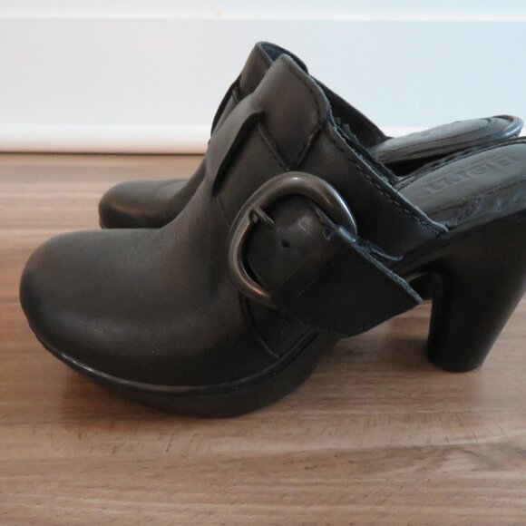 BORN Holly Leather Platform Slip On Clog Mules Y2K Black Leather - Size US 7 - Picture 4 of 14